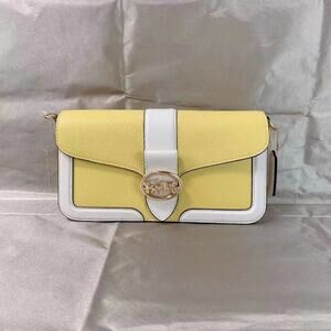 Coach C8607 Georgie Shoulder Bag In Colorblock Gold/Retro Yellow/Chalk